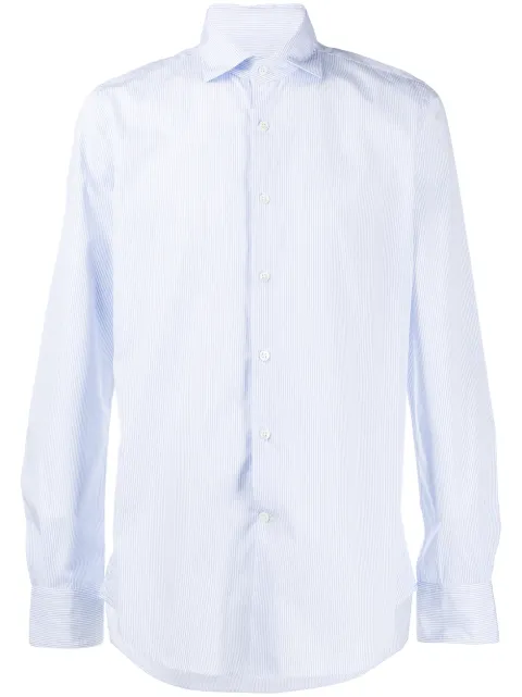 Glanshirt spread-collar pinstriped shirt