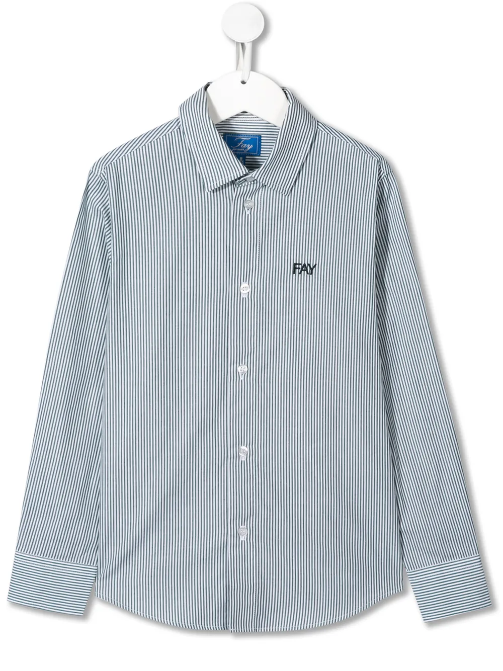 Fay Kids' Embroidered Logo Striped Shirt In White