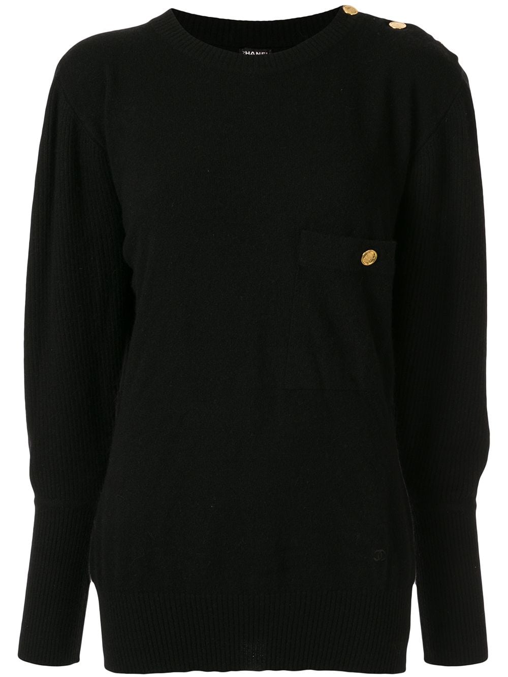 Pre-owned Chanel Cashmere Dolman Sleeve Jumper In Black