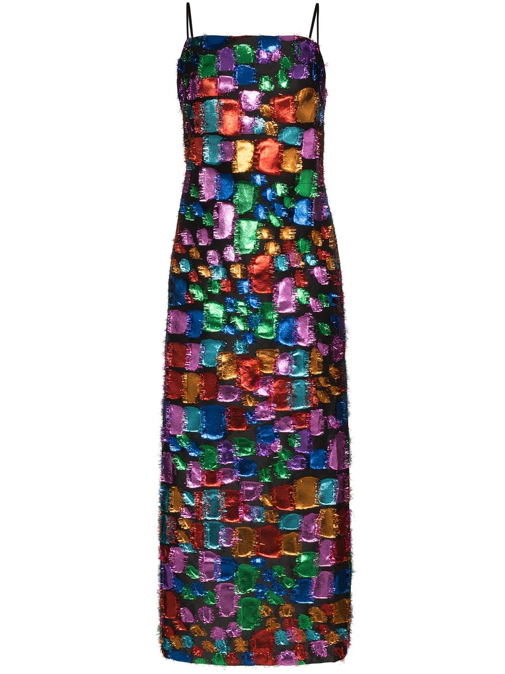 TALLER MARMO MAHOGANY METALLIC PATCH MAXI DRESS