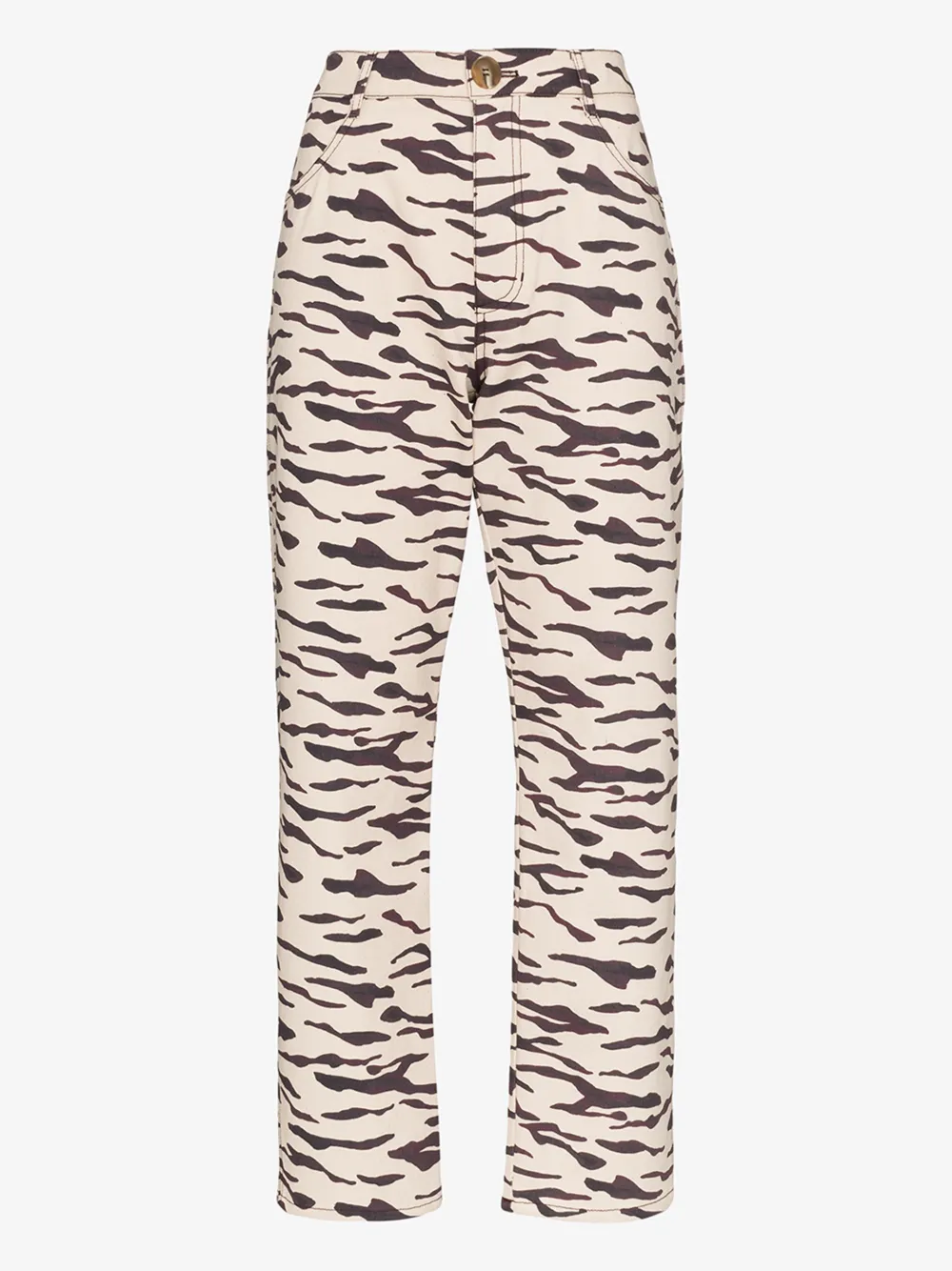 Rejina Pyo Sofia Tiger Stripe Ankle Straight Leg Jeans In White