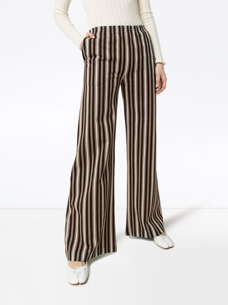 Shop Jil Sander Wide-leg Striped Trousers In Brown