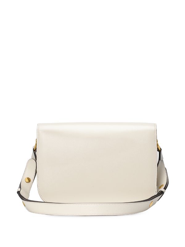 White Leather Gucci 1955 Horsebit Shoulder Bag