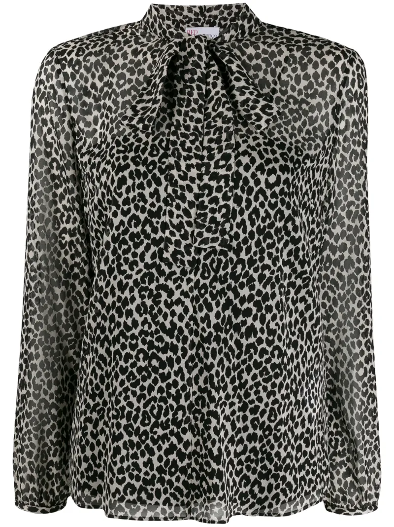 Red Valentino Animal Print Blouse In Black