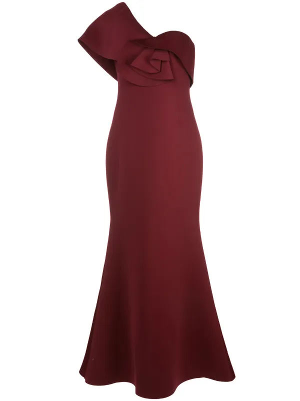 badgley mischka burgundy dress