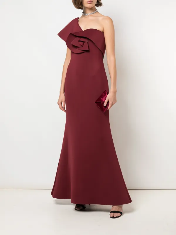 badgley mischka burgundy dress