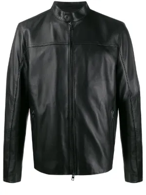 michael kors black leather jacket mens