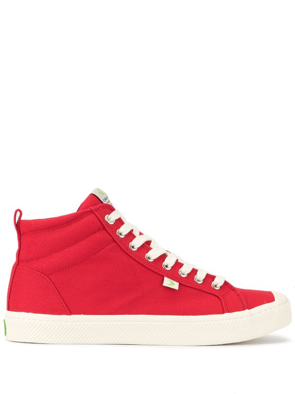 red canvas sneakers