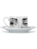 Fornasetti patterned decorative cup and saucer - White