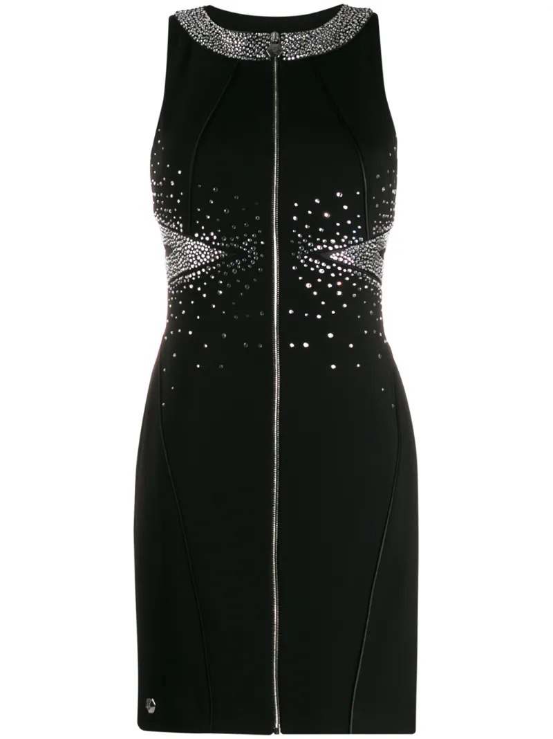 Philipp Plein Crystal Cocktail Dress In Black | ModeSens