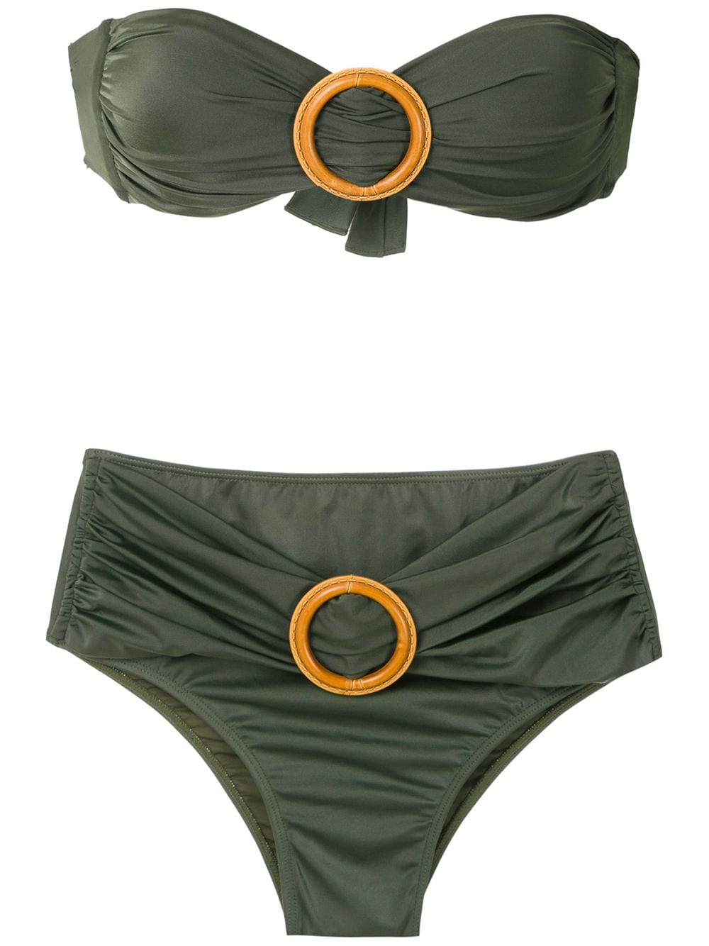 brigitte bikini bandeau à détail de boucle - vert