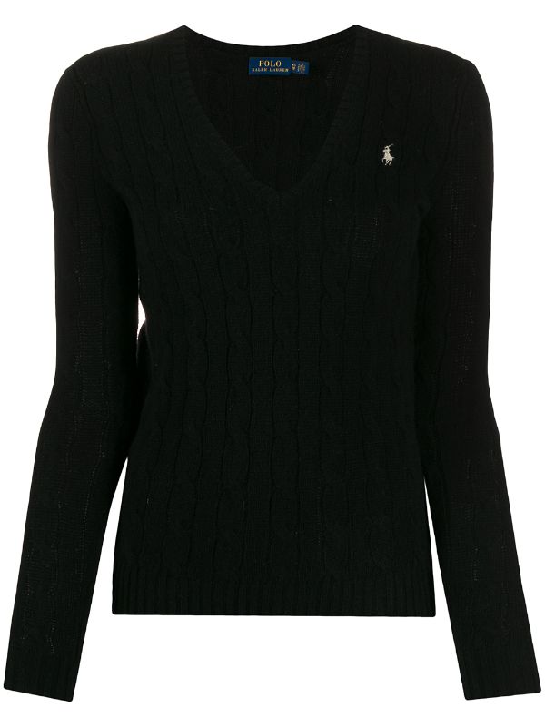 ralph lauren black v neck jumper