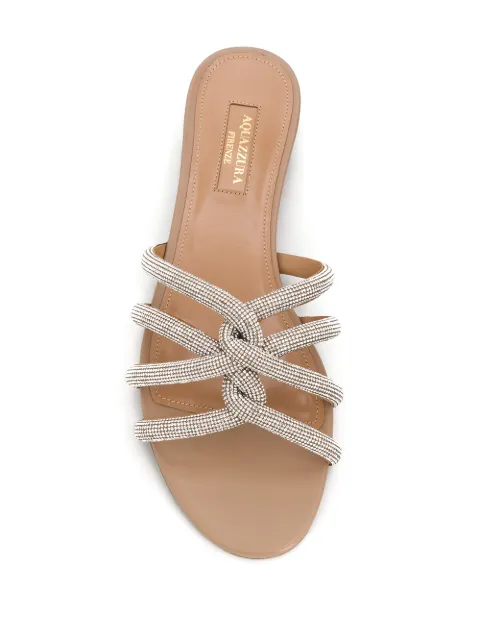 Shop Aquazzura Moondust flat sandals with Express Delivery - FARFETCH