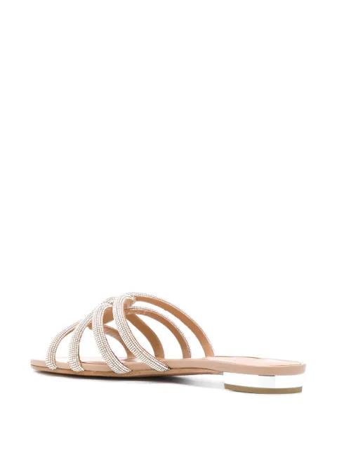Shop Aquazzura Moondust flat sandals with Express Delivery - FARFETCH