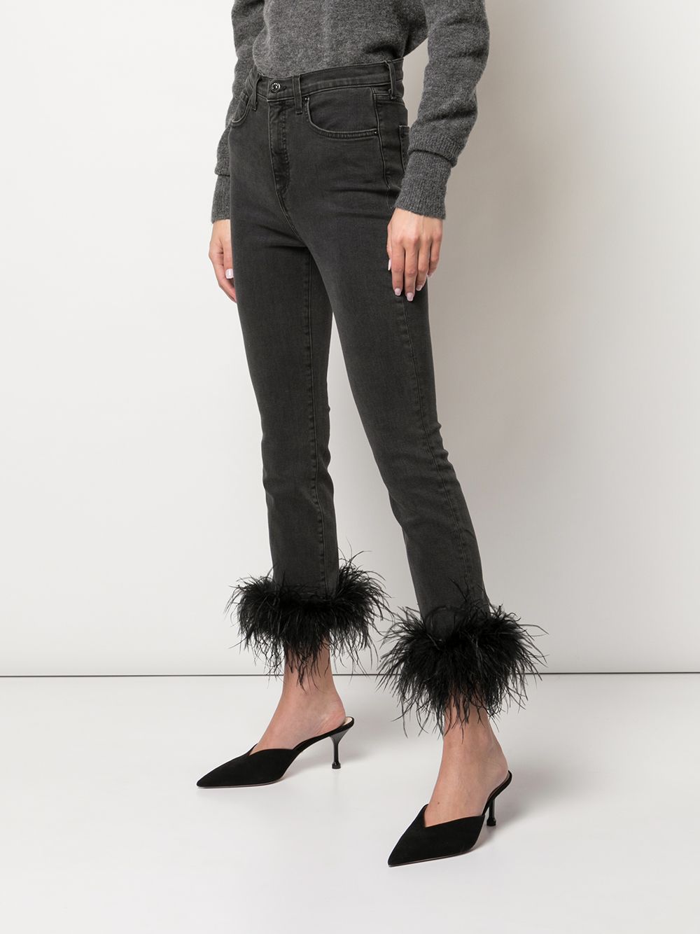 фото Veronica Beard Kareena feather-embellished jeans