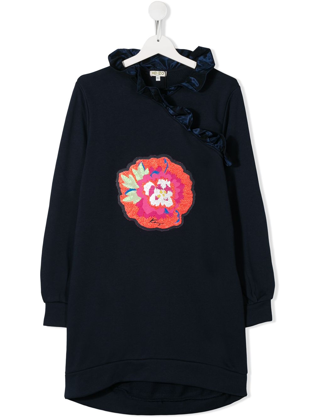 фото Kenzo kids платье с оборками и цветочной нашивкой