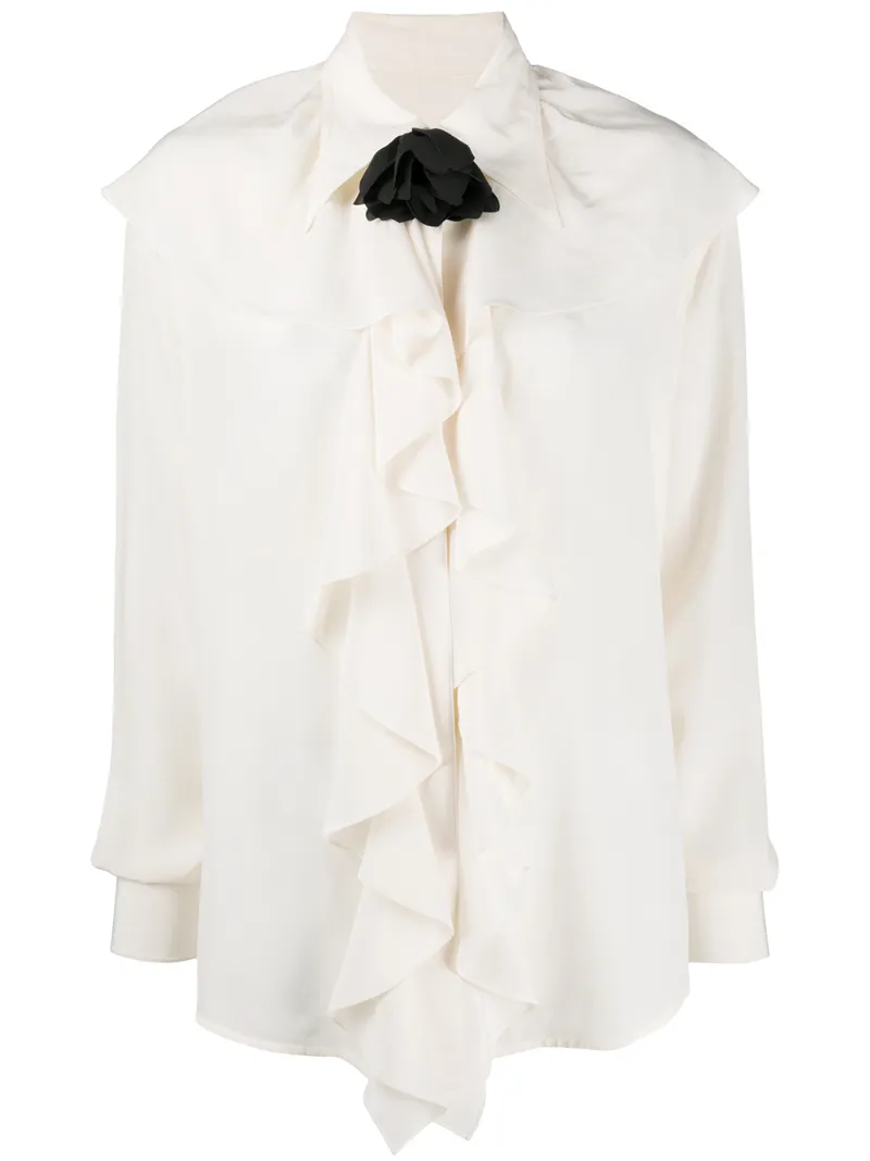 VICTORIA BECKHAM RUFFLE NECK ROSE BLOUSE