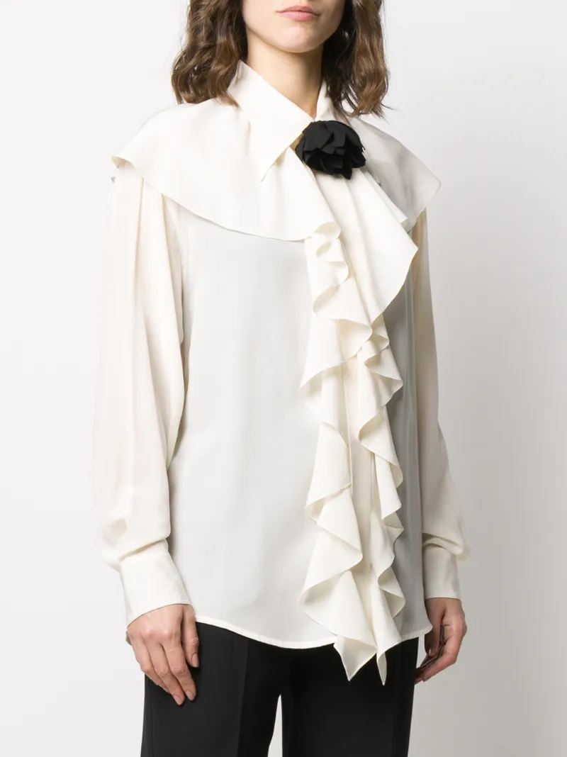 VICTORIA BECKHAM RUFFLE NECK ROSE BLOUSE