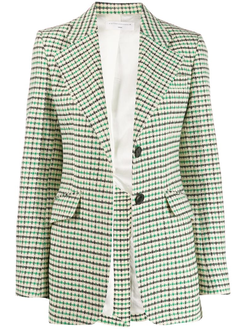 VICTORIA BECKHAM JARVIS TWEED PRINT BLAZER