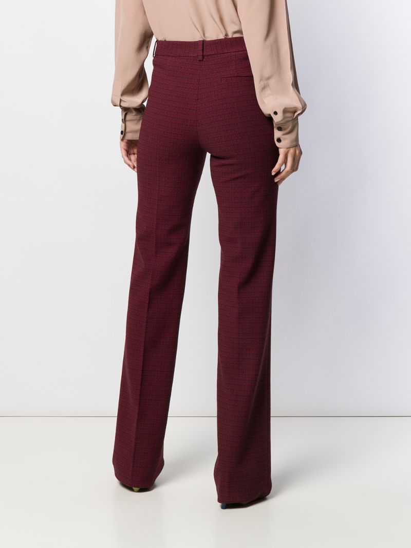 Shop Victoria Beckham High-waisted Check Print Trousers In Red