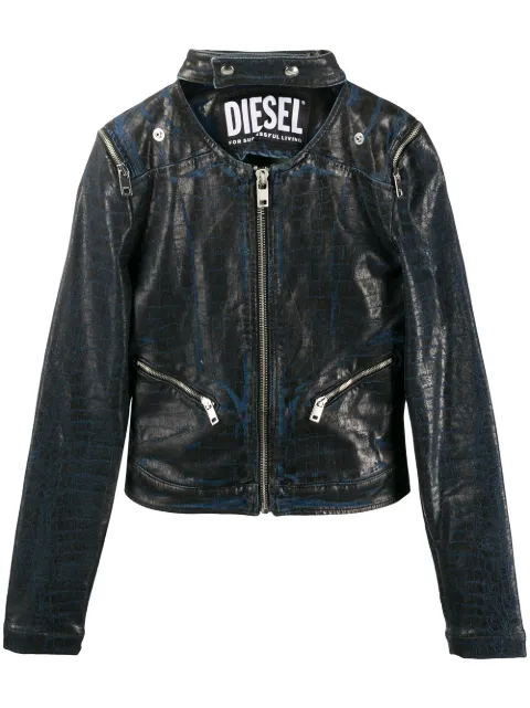 Diesel chamarra biker con efecto piel de cocodrilo 