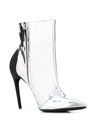 High-heel ankle boots in mirrored PU展示图