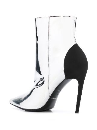 High-heel ankle boots in mirrored PU展示图