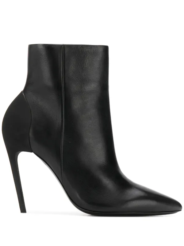 black leather stiletto ankle boots