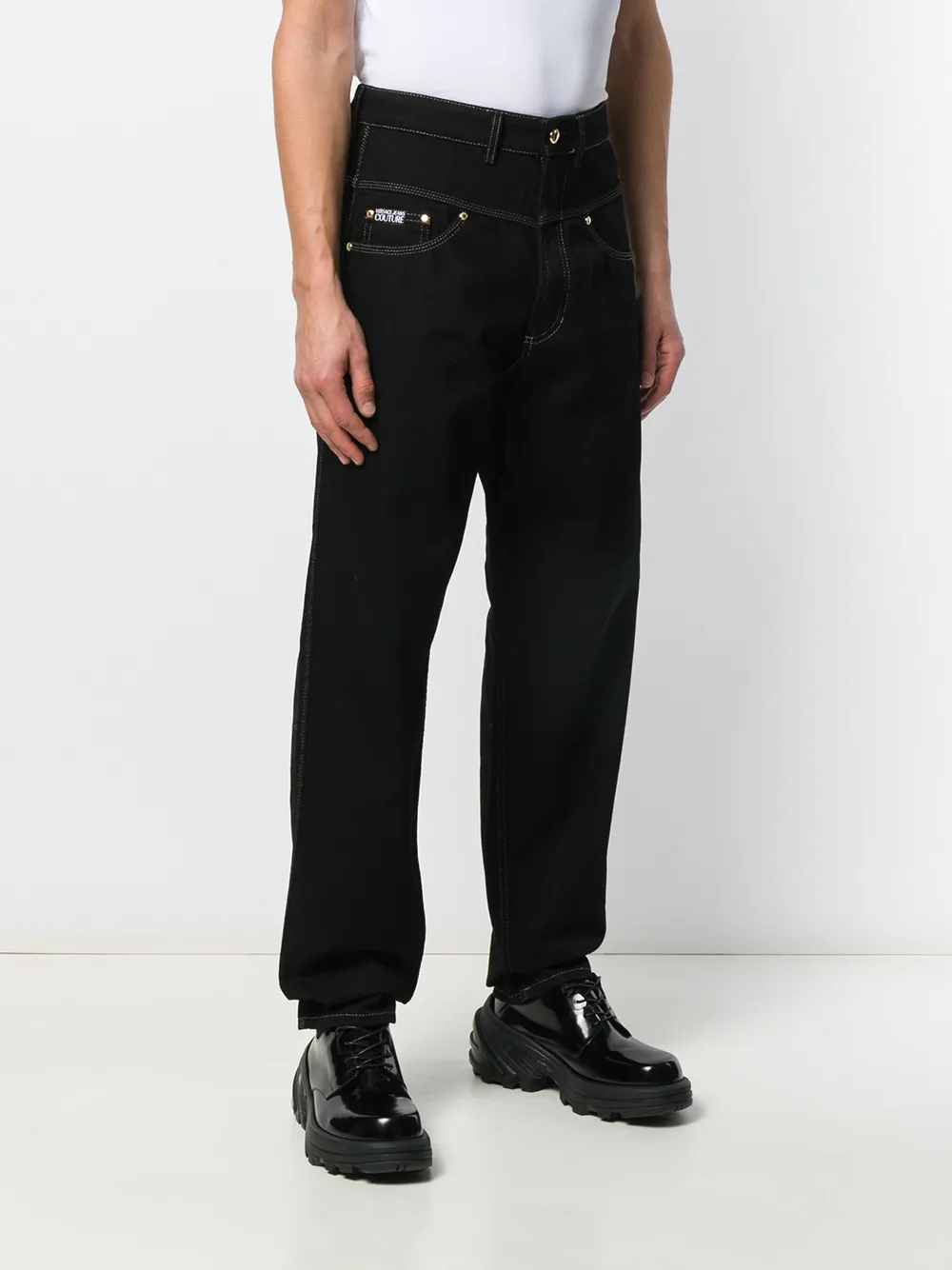 Versace Jeans Couture Jeans met verlaagd kruis Zwart