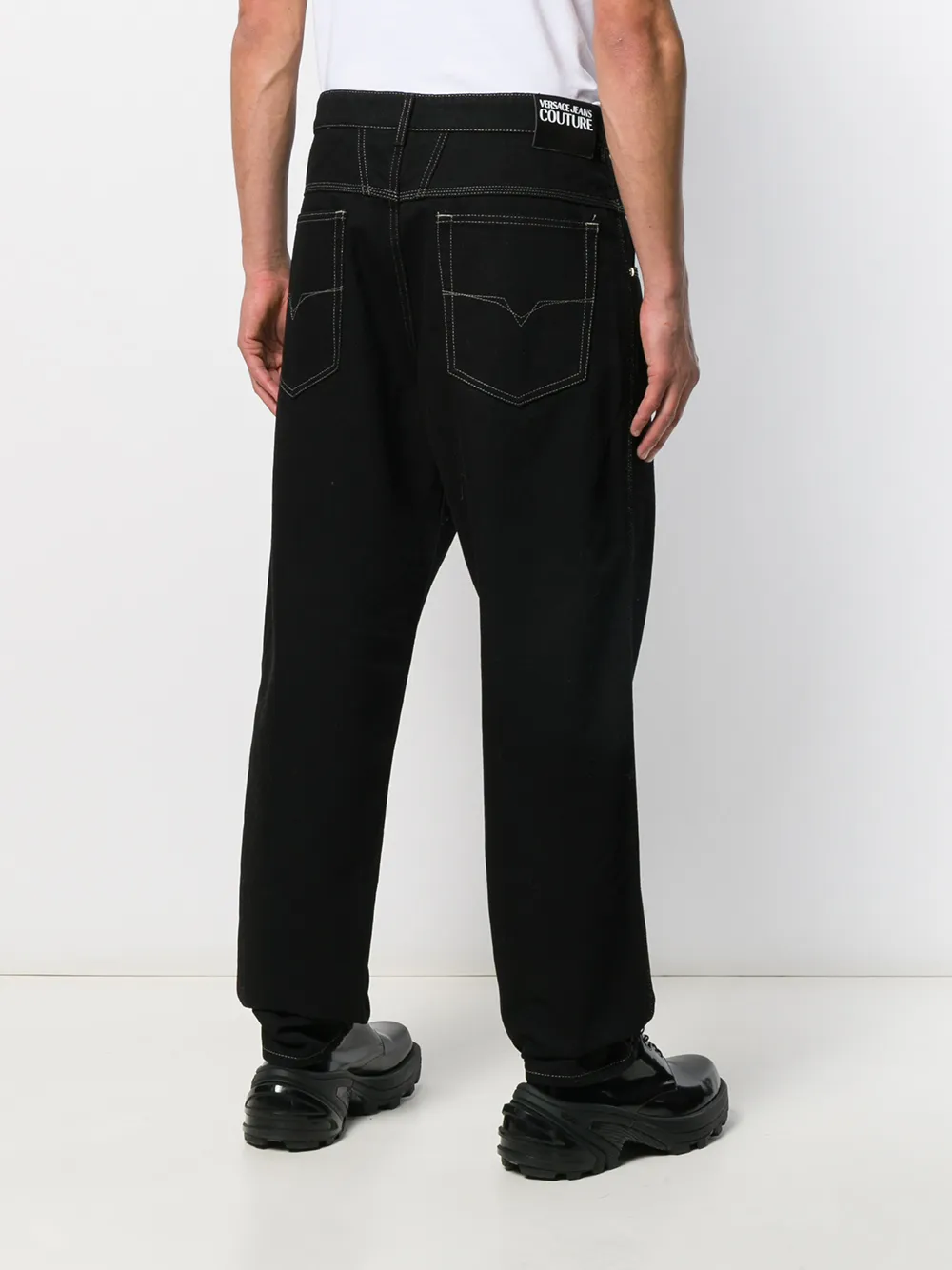 Versace Jeans Couture Jeans met verlaagd kruis Zwart