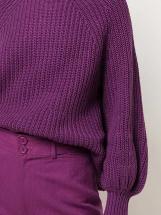 puff sleeve ribbed sweater展示图