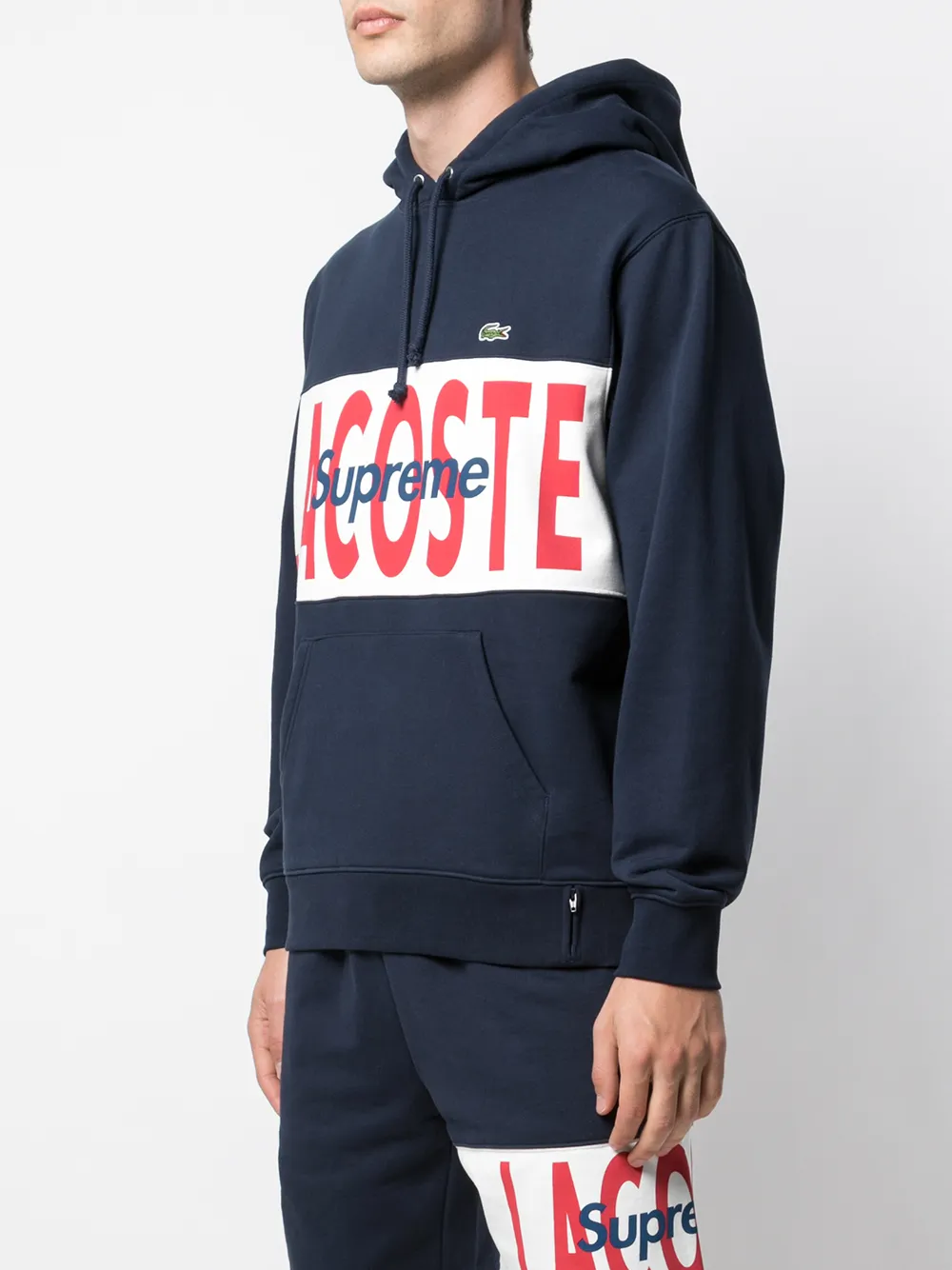 x Lacoste logo panel hoodie