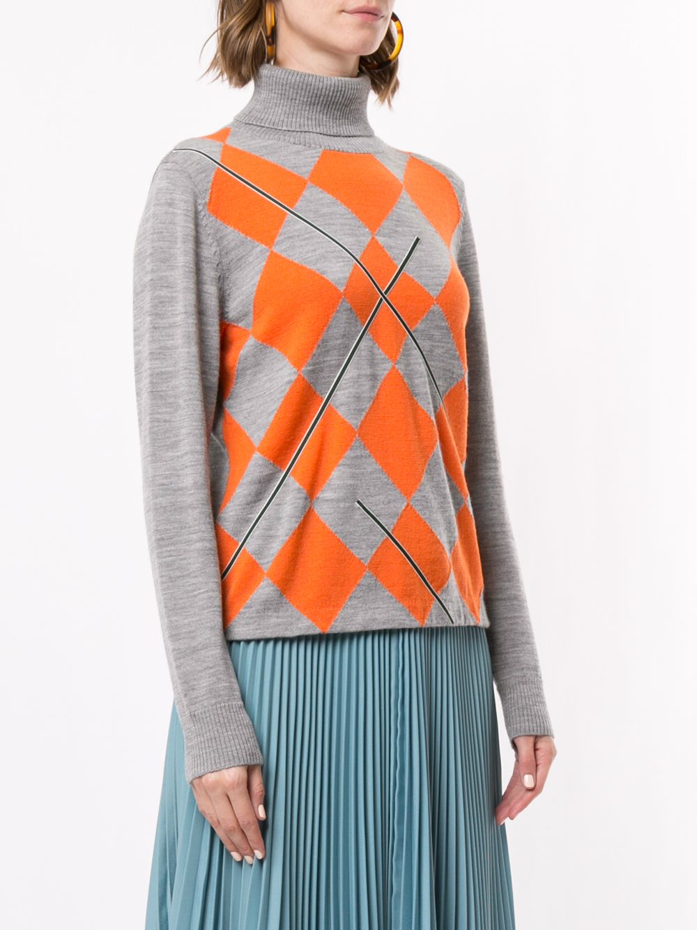 фото Onefifteen embroidered argyle roll neck jumper