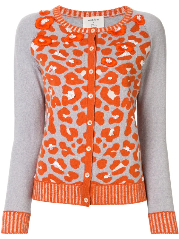 Orange leopard print clearance cardigan