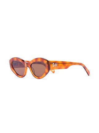 X Elsa Hosk brown just tortoise cat eye sunglasses展示图