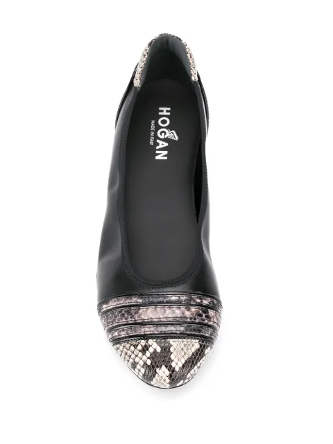 HOGAN SNAKESKIN PRINT BALLERINA SHOES
