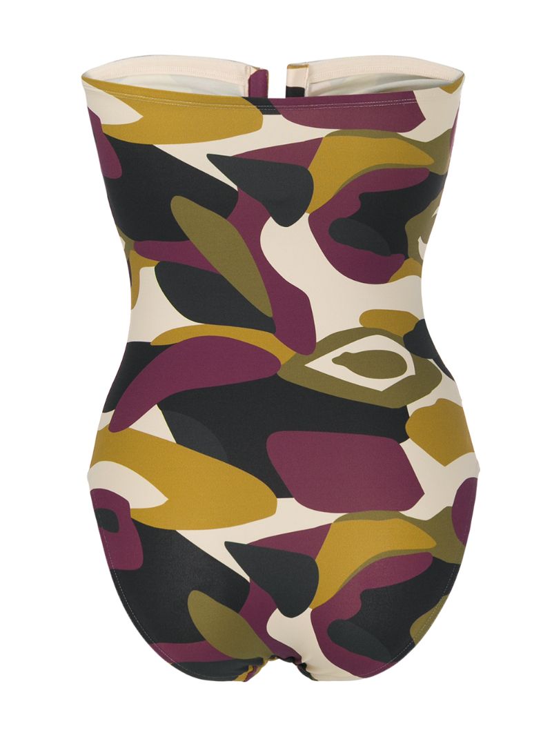 Shop Eres Camouflage Strapless Swimsuit In Green