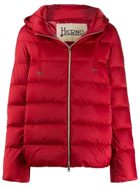 Herno zipped hooded puffer jacket