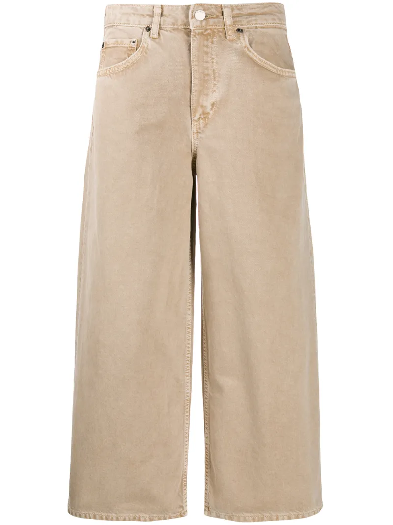 Ba&sh Volt Wide Leg Cropped Jeans In Neutrals