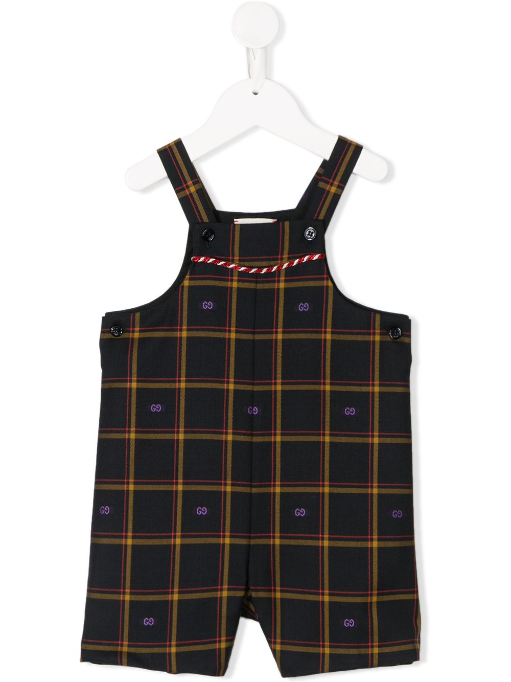 Gucci Babies' Gg Checked Romper In Black