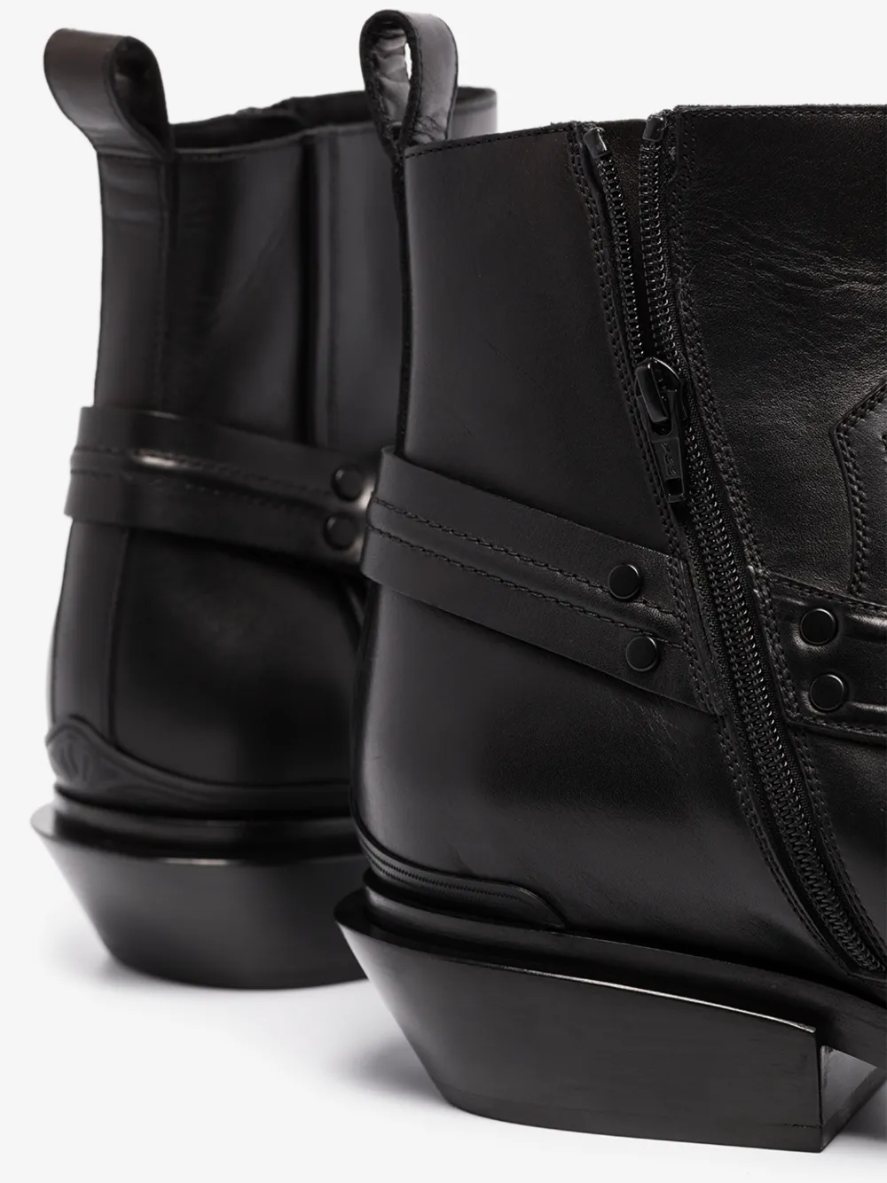 BALENCIAGA BALENCIAGA BLACK SANTIAGO LEATHER BOOTS,562603WA92214614191