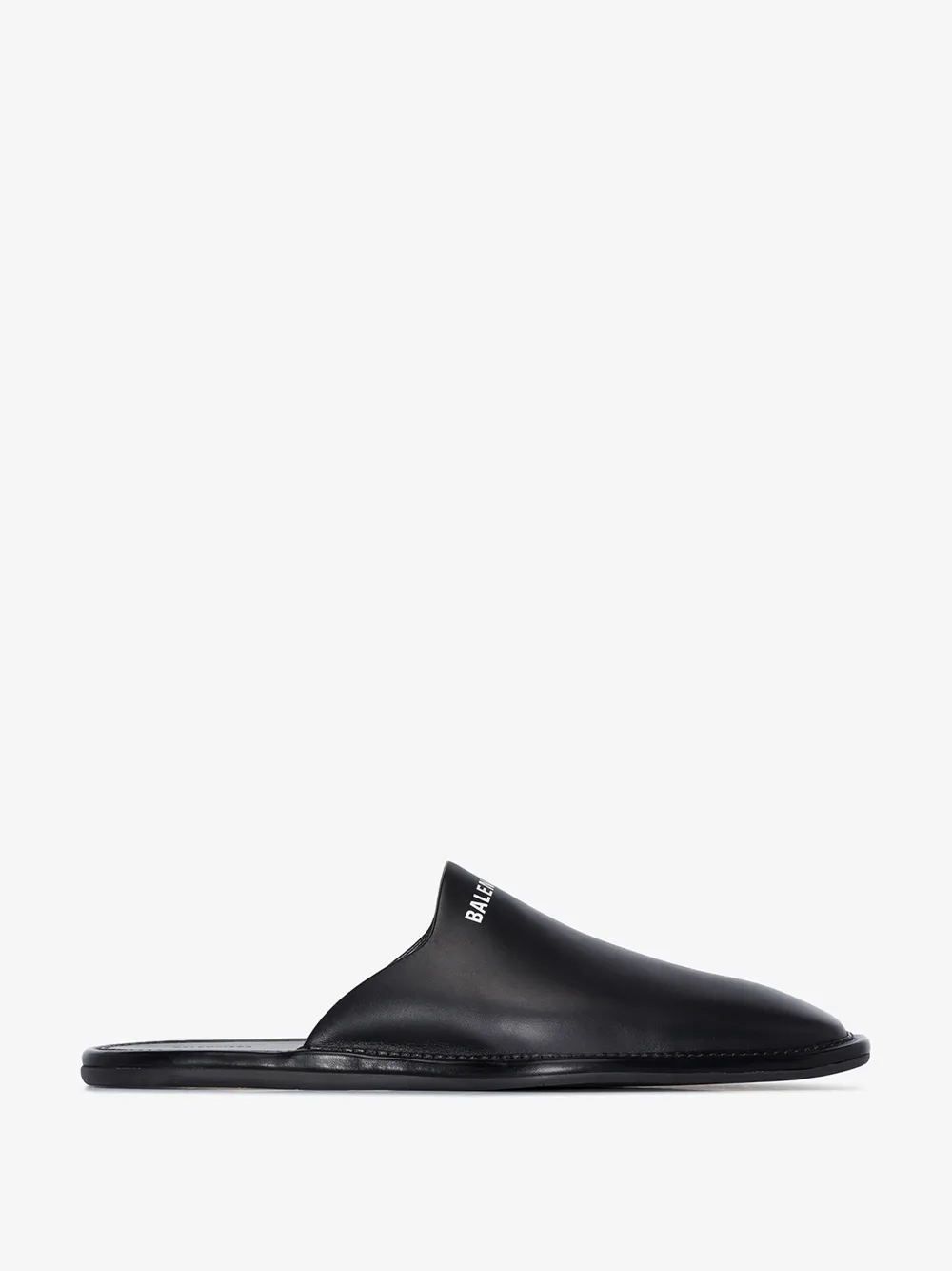 BALENCIAGA BALENCIAGA BLACK LOGO PRINT LEATHER MULES,607494WA72614614199
