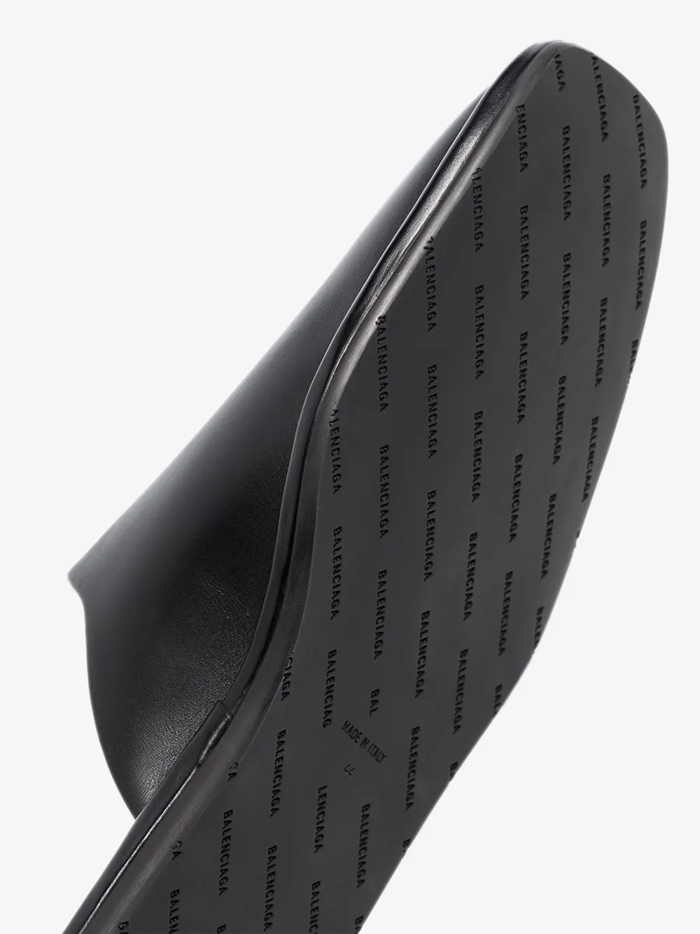 BALENCIAGA BALENCIAGA BLACK LOGO PRINT LEATHER MULES,607494WA72614614199
