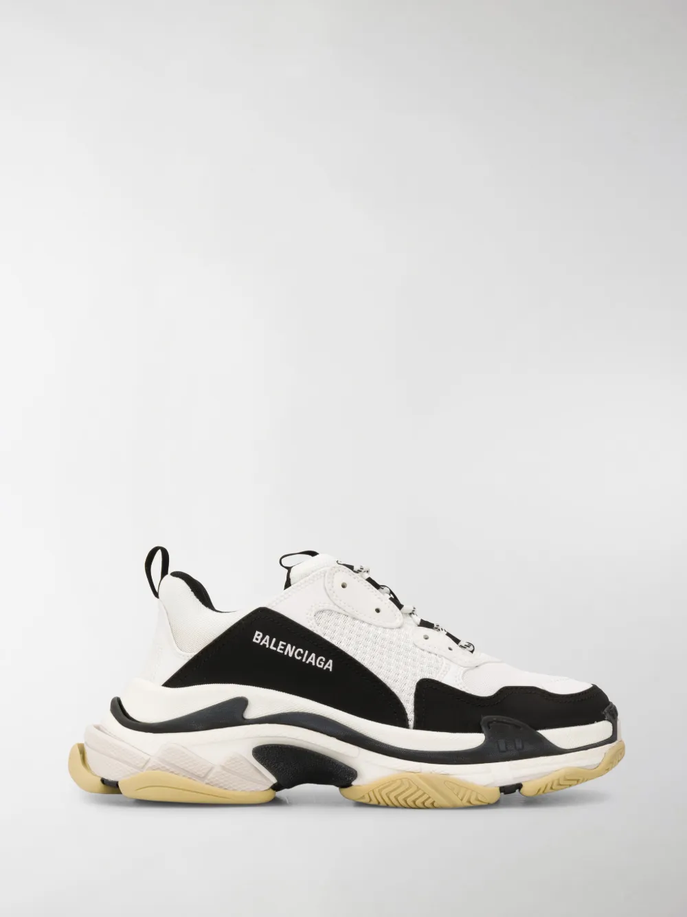 BALENCIAGA WHITE AND BLACK TRIPLE S LOW TOP SNEAKERS,536737W09OM14614204