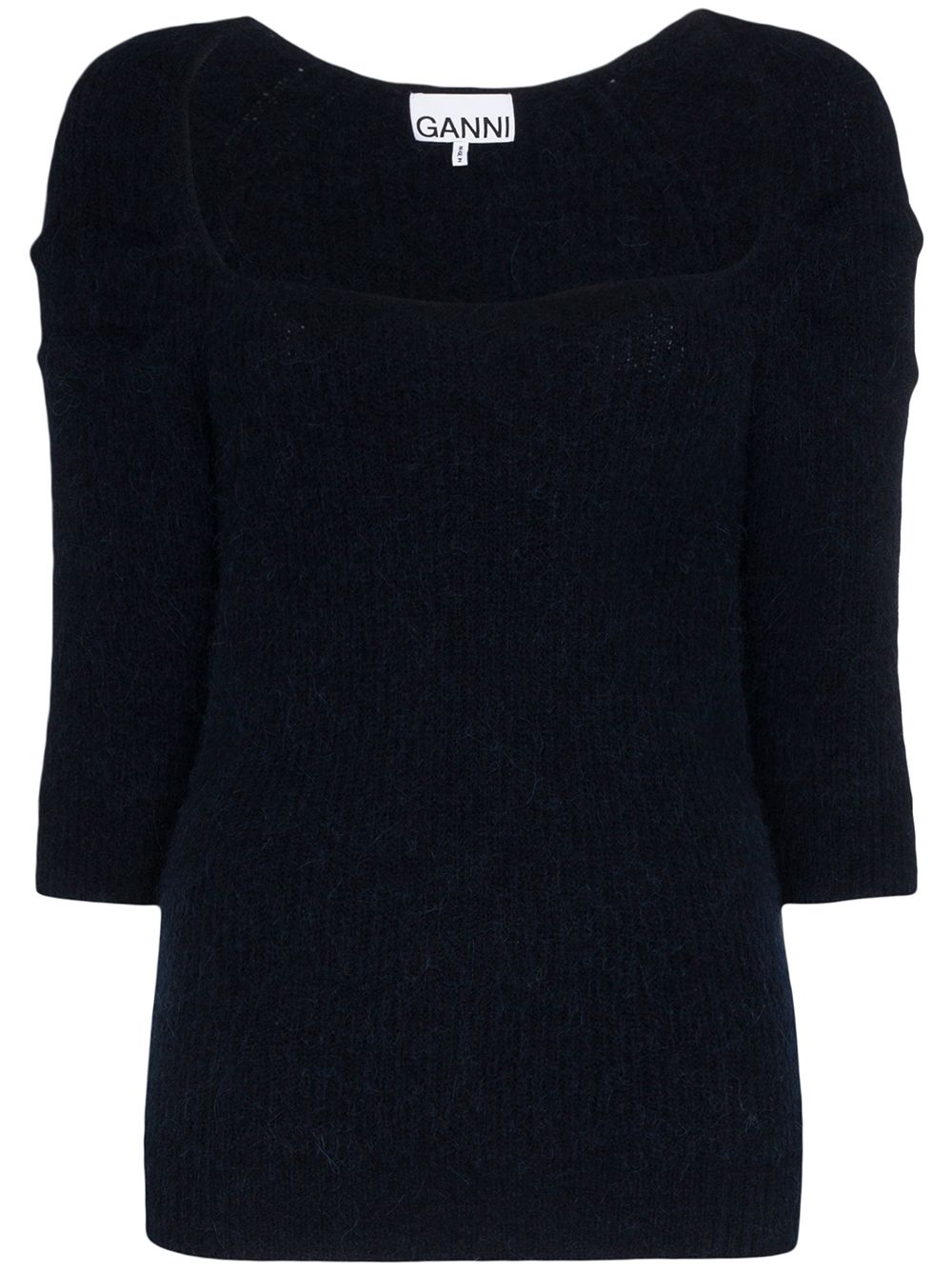 GANNI SQUARE NECK KNIT TOP