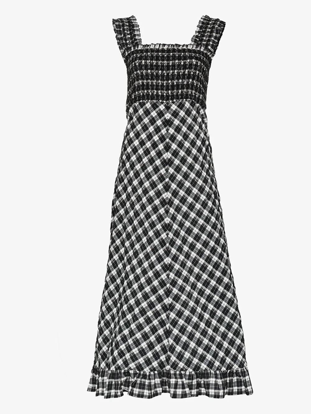 GANNI GANNI CHECKED SEERSUCKER MIDI DRESS,F495814614239