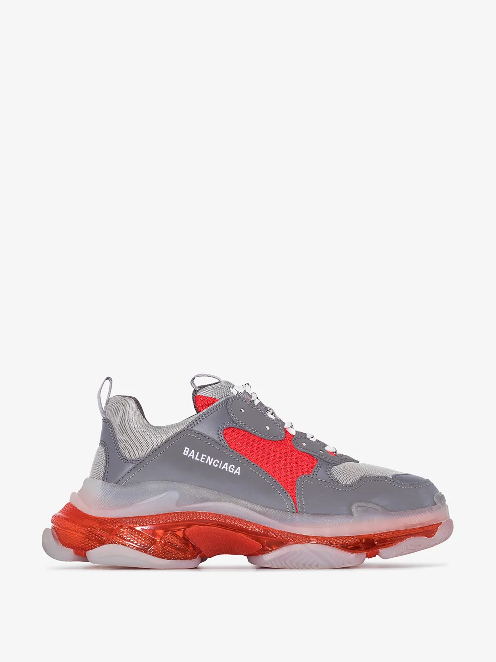 Balenciaga Mens Triple S Leather And Mesh Trainers In Grey