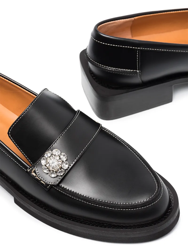 black crystal loafers