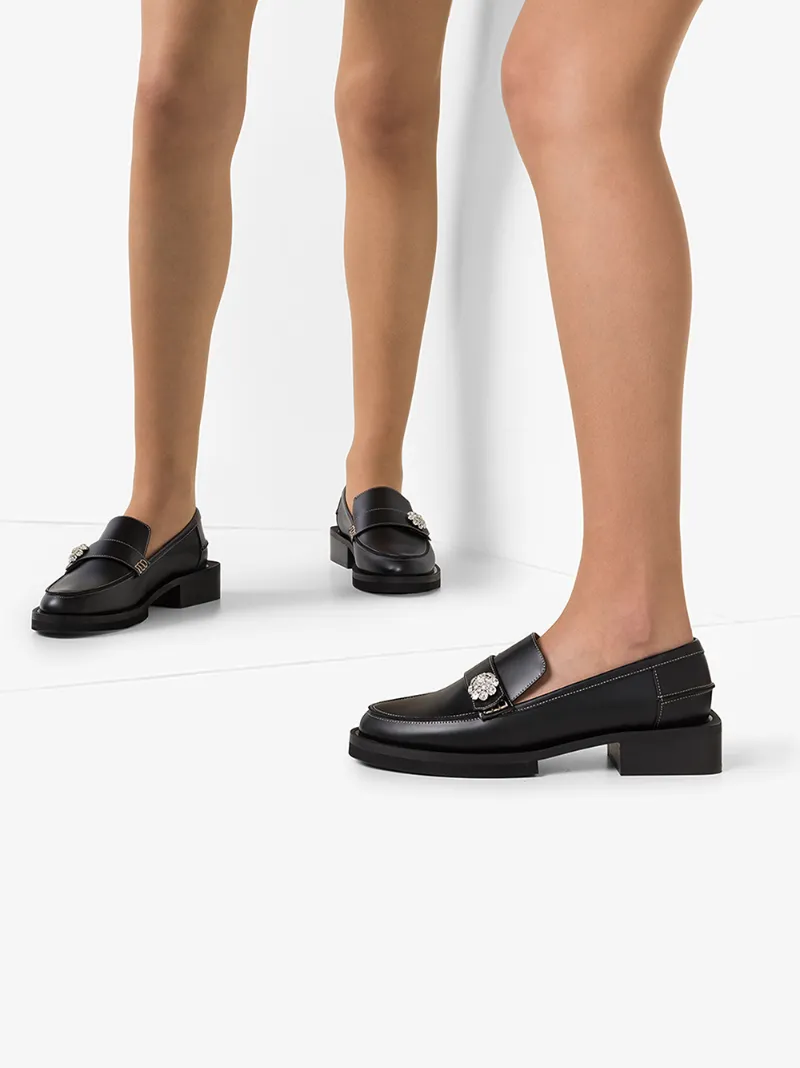 black crystal loafers