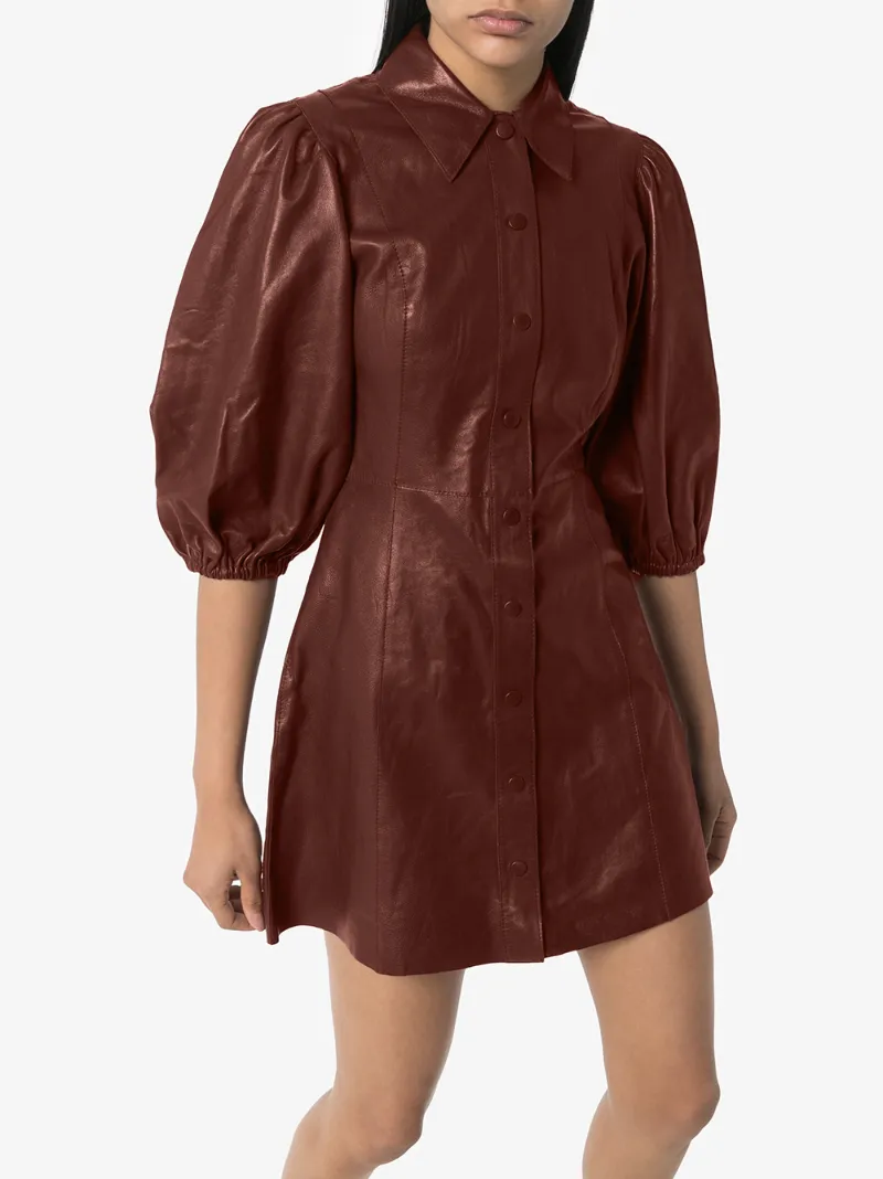 GANNI POUF-SLEEVE MINI DRESS